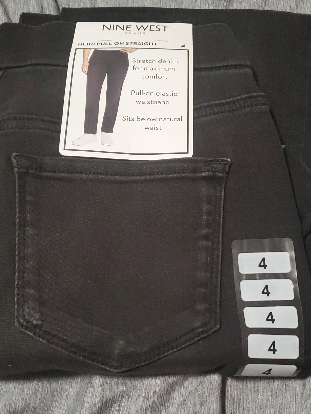 Nine West Black Women’s Straight Leg Pull-On Jeans